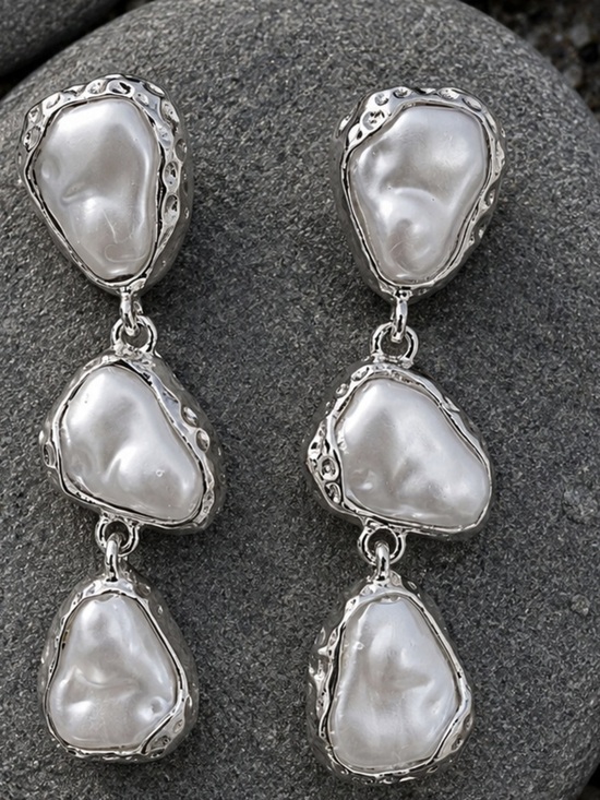 Anthropologie Jewelry - Silver-Tone Baroque Pearl Drop Earrings